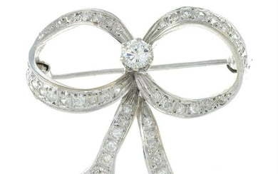 A vari-cut diamond bow brooch.
