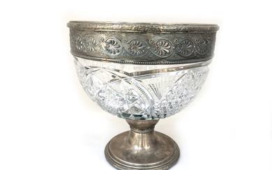 A very nice Crystal bowl on silver leg, has...