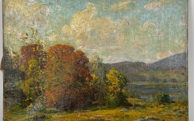 AMERICAN SCHOOL (Early 20th Century,), Impressionist landscape., Oil on canvas, 12" x 16". Unframed.