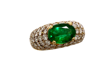 AN EMERALD AND DIAMOND RING, BY GIOVANE