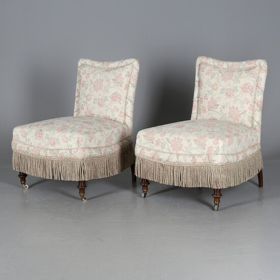 ARMCHAIRS, a pair, Upholsterer style, 20th century.