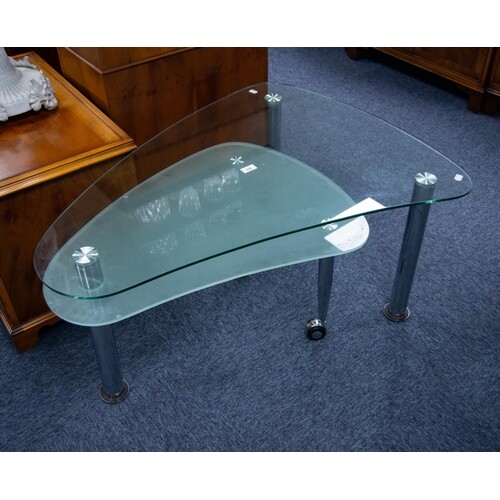 ART DECO STYLE TWO TIER COFFEE TABLE, with plain glass cone ...