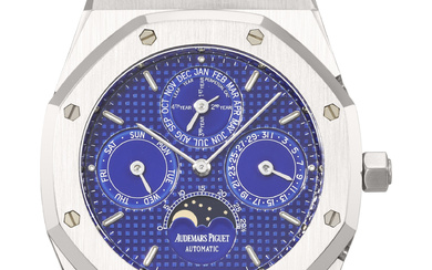 AUDEMARS PIGUET. A COVETED AND ATTRACTIVE STAINLESS STEEL AUTOMATIC PERPETUAL...