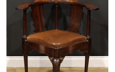 An 18th century mahogany corner elbow chair, possibly Americ...