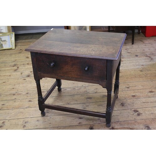 An Antique "Charles II" Design Oak Single Drawer Side Table ...