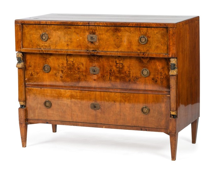 An Empire Style Egyptian Revival Burlwood Commode