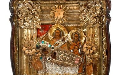 An Icon of the Theotokos with Beaded Shroud, in Kiot.