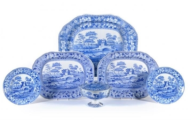 An assortment of Spode blue and white printed 'Tower' pattern pearlware