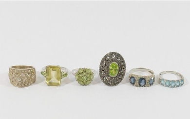 An assortment of jewellery items stamped '925' and 'Silver',...