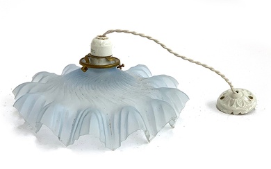 An early 20th century French frosted glass ceiling pendant l...