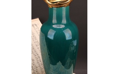 An early 20th century ormolu mounted monochrome vase, glazed...