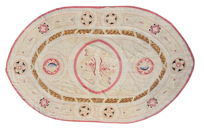 An oval Aubusson carpet