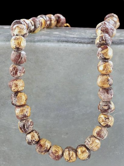Ancient Roman Glass Bead Necklace w/ Gilding