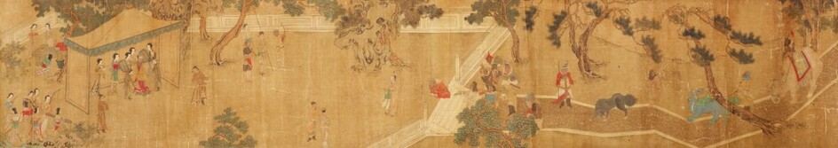 Anonymous, Foreign envoy with tribute bearers, 17th/18 century | 清十七/十八世紀 朝貢圖 設色絹本 手卷