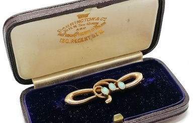 Antique 15ct marked gold Art Nouveau bar brooch set with opa...