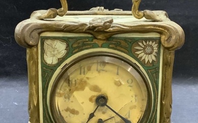 Antique Art Nouveau Brass Carriage Clock