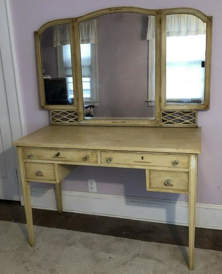 Antique Edwardian Hand Painted Mirrored Vanity