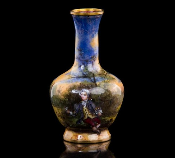 Antique French Enamel Miniature Vase