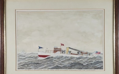 Antique Gouache on Paper “Vamoose" Ship Launch Portrait, circa 1920
