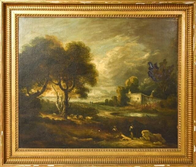 Antique Italian School Country Side Oil Painting
