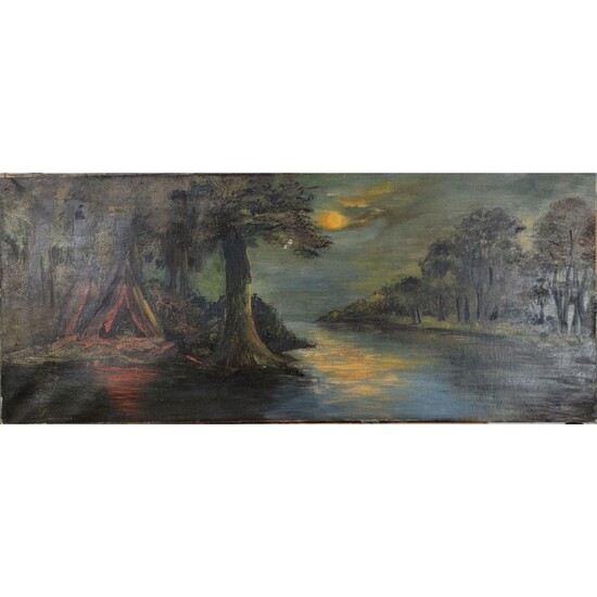 Antique, Native America-themed, Hudson River Painting