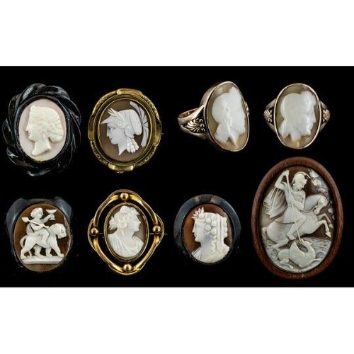 Antique Period Collection of Cameos, Including a 9ct Gold Ca...