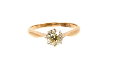 Antique diamond single stone ring with an old cut diamond