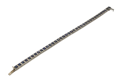 Armband 25,14g 750/- Weißgold mit Saphiren, Länge ca. 18 cm