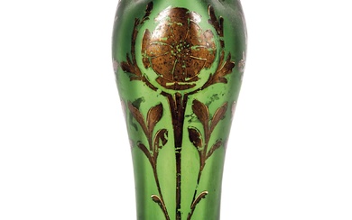 Art Nouveau green glass vase circa 1900