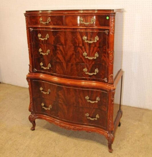 Beautiful vintage mahogany carved high chest
