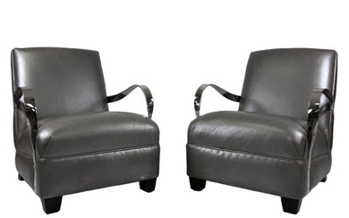 Bernhardt Markham Upholstered Chrome Lounge Chairs