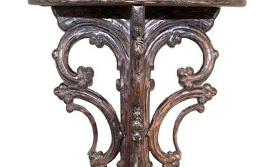 Black Forest naturalistic carved wall shelf