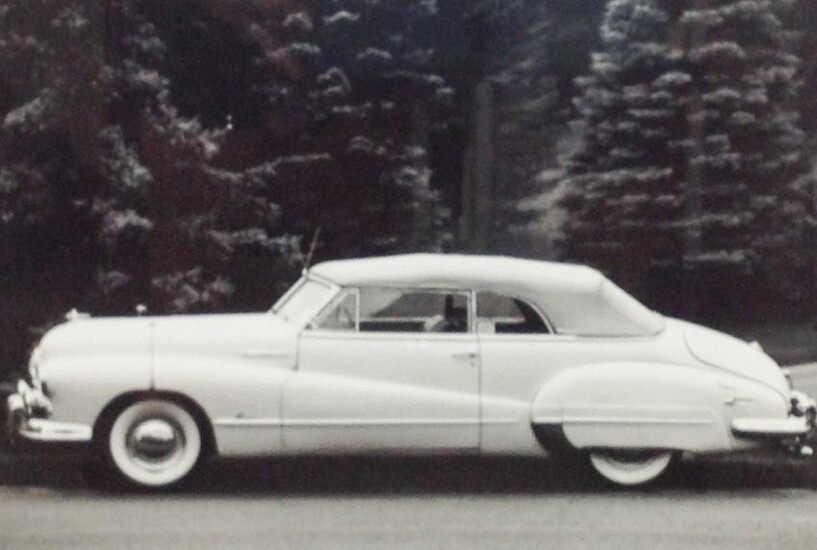 Black and White Photo of a vintage car