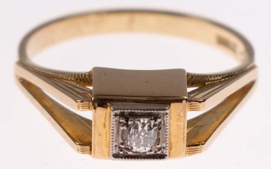 Brillant Solitär Ring, 585 Gold, bicolor, Brillant in Altschliff von...