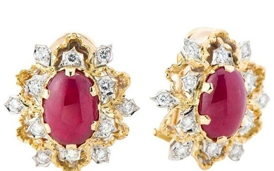 Buccellati Diamond Ruby 18k Multi Color Gold Earrings