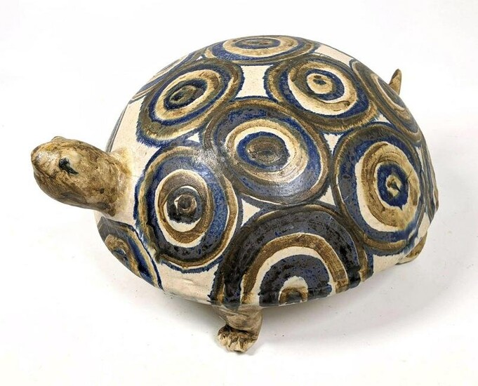CARL STALHANE Signed Figural Pottery Turtle. Hand paint