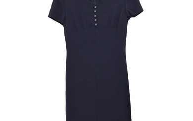 CHANEL 96P #36 CC Short Sleeve Dress Skirt Navy Wool
