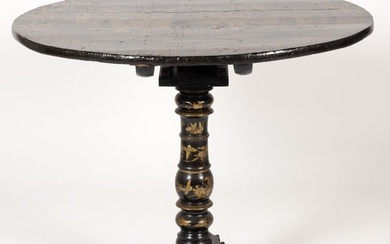 CHINESE BLACK LACQUERED TILT-TOP TABLE
