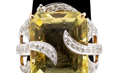 CITRINE & DIAMOND 18K YELLOW GOLD COCKTAIL RING