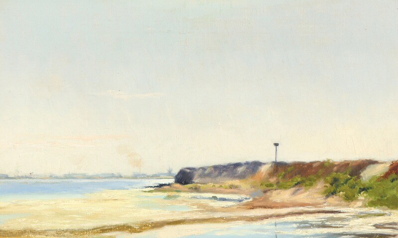 Carl Martin Soya-Jensen: Coastal scenery. Signed SJ. Oil on canvas. 19.5×32 cm.