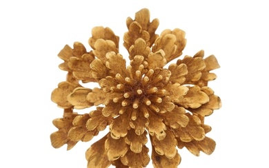 Cartier, a mid 20th century 18ct gold flower brooch, signed ...
