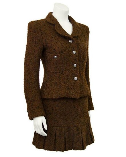Chanel 1997 Brown Boucle Skirt Suit