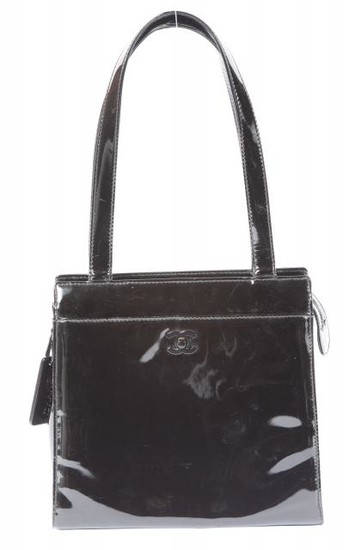 Chanel Black Patent Leather Square Shoulder Bag