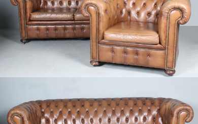 Chesterfield leather sofa set, 1970s.