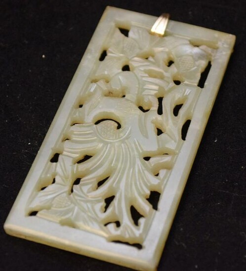 Chinese Carved Jade Pendant . Size 3" x 1.5"