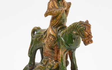 Chinese Pottery Roof Tile Nobleman on Horseback