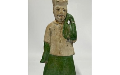 Chinese pottery part glazed figure, 26cm high / AN43