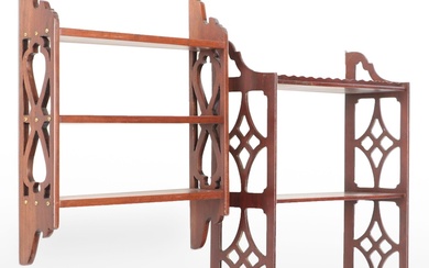 Chippendale Style Fretwork Mahogany Hanging Shelves, Mid to Late 20th Century