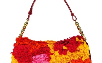 Christian Dior Maris Pearl Handbag Purse Multicolor Canvas Satin MA-0021