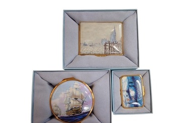 Collection of 3 Boxed Halcyon Days Enamels boxes to include ...